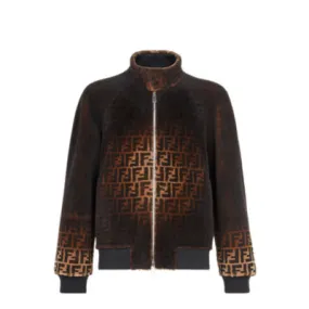 Blouson - Veste en peau de mouton FF marron | Fendi